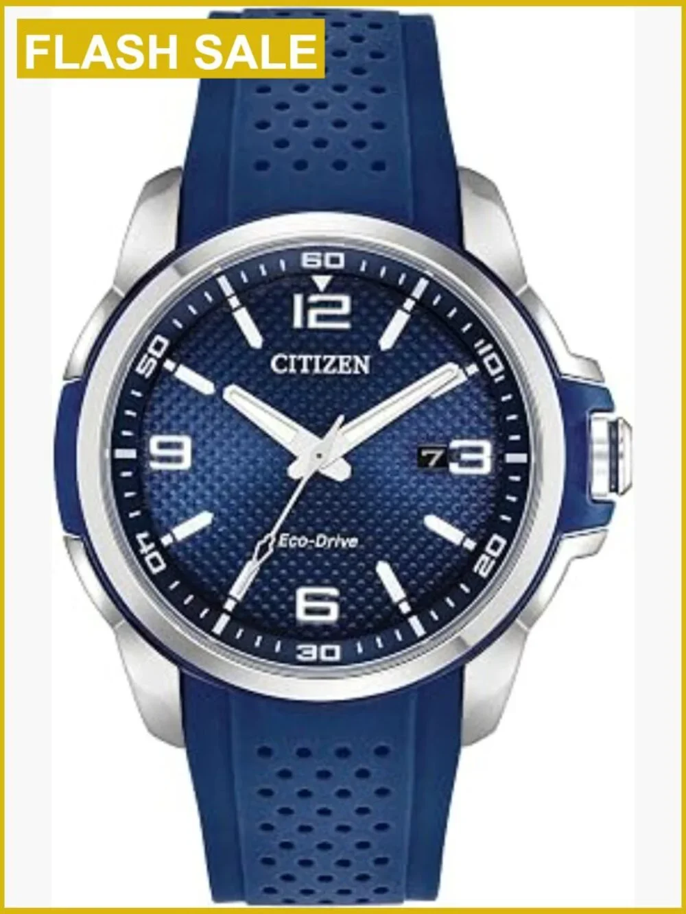 Men's Eco-Drive Stainless Steel Watch with Blue Polyurethane Strap
